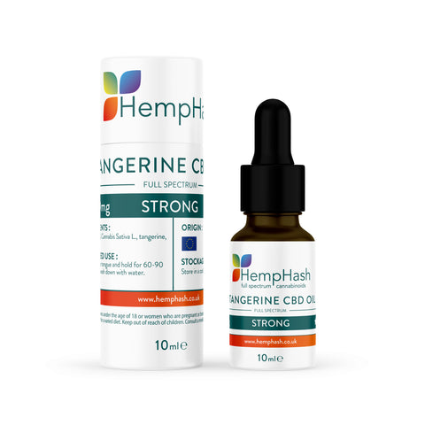 Hemphash Tangerine 2000mg CBD Oil, CO2 cold-extracted, organic hemp seed & coconut MCT oil, <1mg THC.