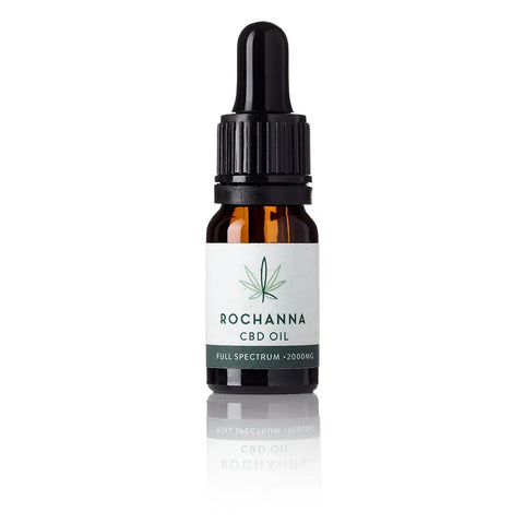 Rochanna 2000mg CBD Oil, CO2 extracted, organic hemp oil, vegan, <1mg THC, free from heavy metals.