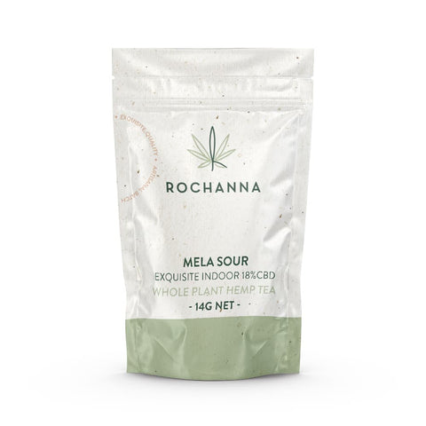 Mela Sour CBD hemp flower, 21% CBD, indoor-grown, rich trichomes, and a sour citrus aroma.