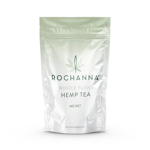 Rochanna Strawberry Hemp Tea, 14% CBD, Indica-dominant, dense trichomes, berry aroma, <0.2% THC.