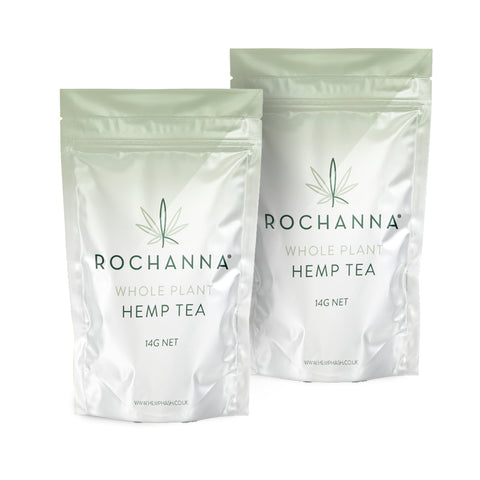 Rochanna's Fruit Sushi CBD Hemp Tea: Indica-dominant, organically cultivated, fruity aroma, <0.2% THC.