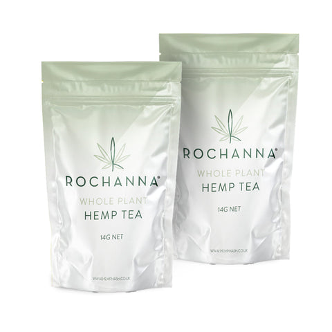 Rochanna's Drizzle CBD Hemp Tea: Indica, organic, 26% CBD, <0.2% THC, earthy-citrus aroma, for infusion.