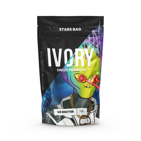 Ivory O.G Shatter CBD Extract: 95% CBD, Amber Glass-like Texture, Swiss-Made Quality