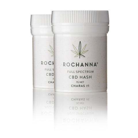 Rochanna's Charas CBD Hash, 20.336% CBD, 7.688% CBDa, toffee-coloured, with natural terpenes, <0.2% THC, for novelty use.