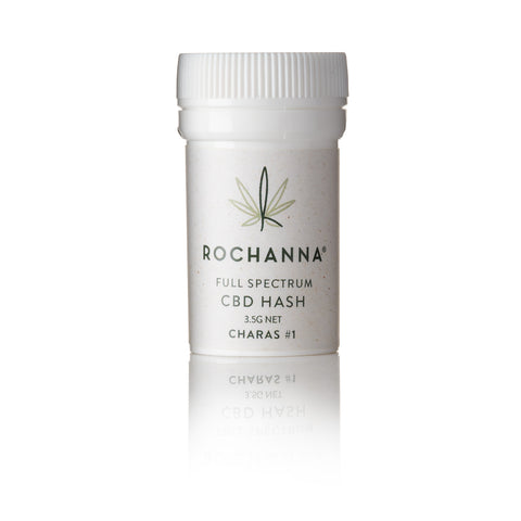 Rochanna's Charas CBD Hash, 20.336% CBD, 7.688% CBDa, toffee-coloured, with natural terpenes, <0.2% THC, for novelty use.