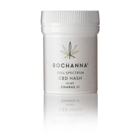 Rochanna's Charas CBD Hash, 20.336% CBD, 7.688% CBDa, toffee-coloured, with natural terpenes, <0.2% THC, for novelty use.