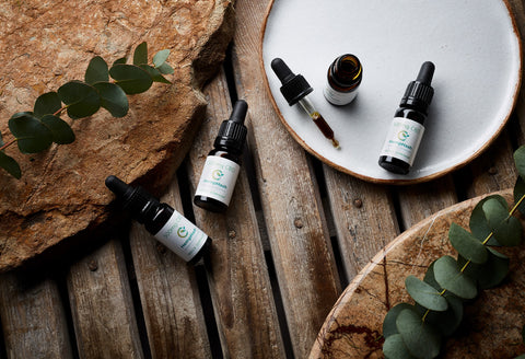 A range of high strength CBD OIL products displayed