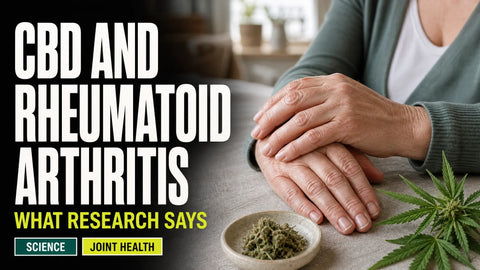 A mature adult rests their hands on a table beside a small ceramic dish holding hemp botanical material in a softly lit home interior.
