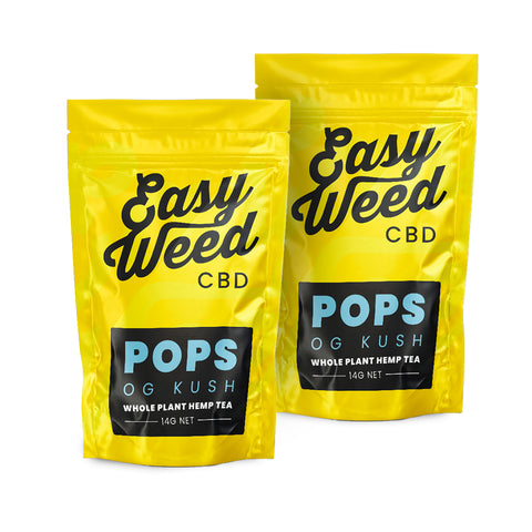 OG Kush CBD small buds, 14% CBD, <0.2% THC, herbal/citrus aroma, organic, non-psychoactive, for tea, by Easy Weed.