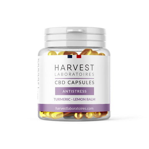 Harvest Laboratoires CBD Capsules, 1500mg CBD, 50mg/capsule, turmeric, gluten-free, organic, THC-free, for wellness.