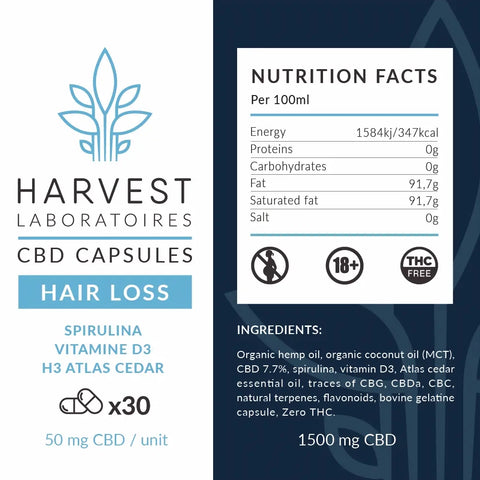 Hair Loss 1500mg | CBD Capsules | Harvest