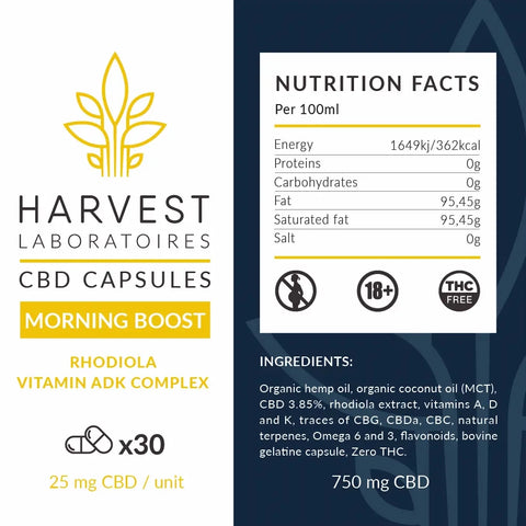 Morning Boost 750mg | CBD Capsules | Harvest