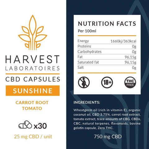 Sunshine 750mg | CBD Capsules | Harvest