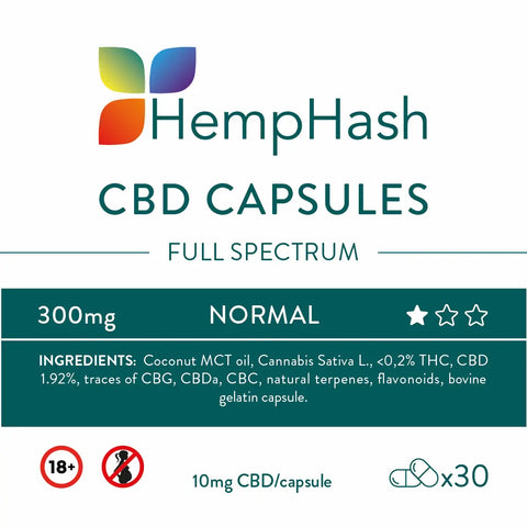 300mg | HempHash CBD Capsules | Normal