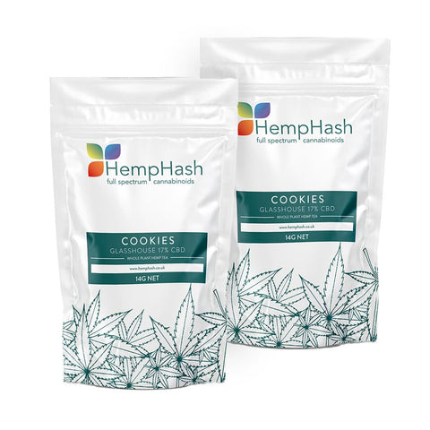 Cookies CBD hemp tea with 17% CBD, sweet and earthy flavours, perfect for a soothing tea infusion.