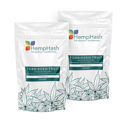 Forbidden Fruit CBD hemp tea with 18% CBD, sweet citrus flavours, and rich trichome coverage.