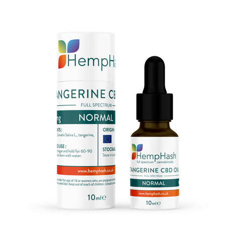 Hemphash Tangerine 1000mg CBD Oil, CO2 cold-extracted, organic hemp seed & coconut MCT oil, <1mg THC.