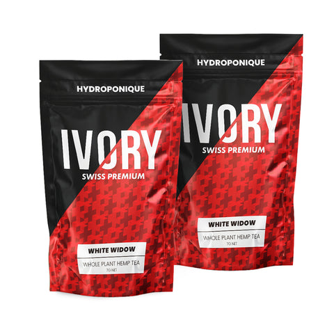 Ivory White Widow CBD Hemp Tea: 17% CBD, Rich Aroma, Hydroponically Grown