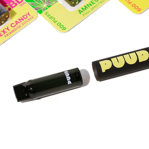 PUUD Discovery CBD Vape Pack with 4 flavours and vape device. Includes full and broad-spectrum CBD.