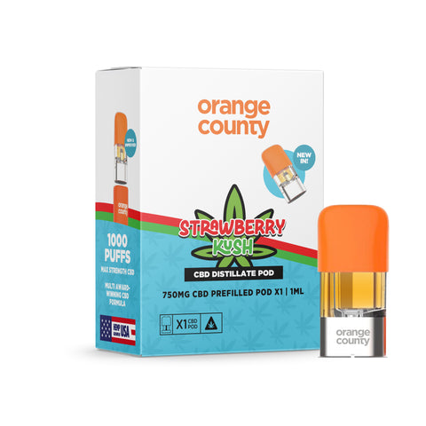 Strawberry Kush CBD vape pod with 750mg broad-spectrum CBD and juicy, earthy flavour profile.