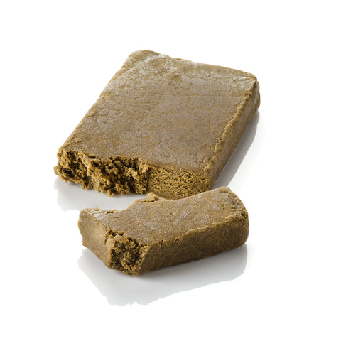 Rochanna Super Pollen CBD Hash, 18.86% CBD, with hemp trichomes, <1mg THC, for educational use.