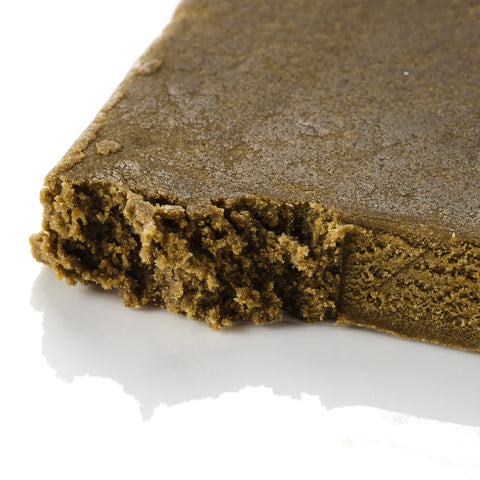 Rochanna Super Pollen CBD Hash, 18.86% CBD, with hemp trichomes, <1mg THC, for educational use.