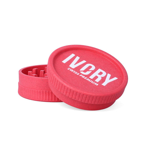 Ivory CBD Hemp Grinder: Recycled, ergonomic, salmon pink, diamond teeth for fine grinding