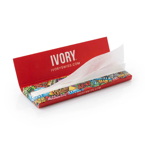 Ivory King Size ultra-thin bleached rolling papers for CBD flower and herbal blends, slow burn.
