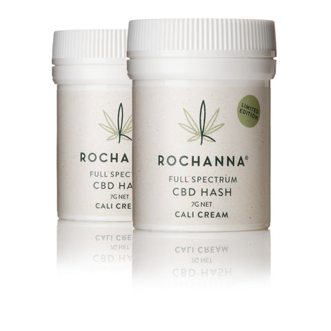 Rochanna's Cali Cream CBD Hash, CO2 cold extracted, butter-like texture, natural aroma, <0.2% THC, for educational use.