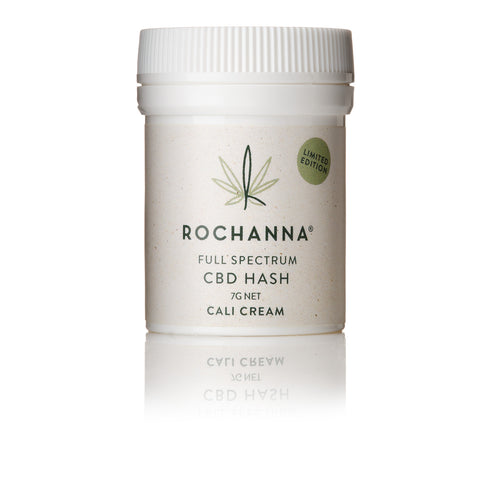 Rochanna's Cali Cream CBD Hash, CO2 cold extracted, butter-like texture, natural aroma, <0.2% THC, for educational use.